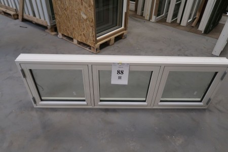 Holzfenster, weiß / weiß, H59xB187 cm, Rahmenbreite 11,5 cm.
