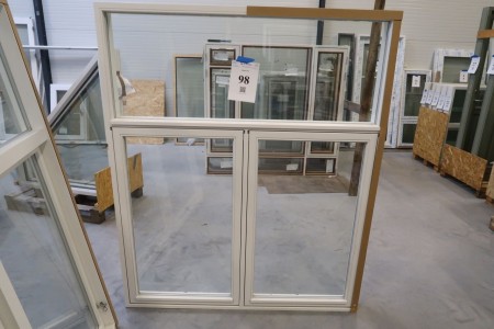 Window, wood. White / white, H187xB155.5, frame width 11.5 cm. With groove for bottom piece and clearing
