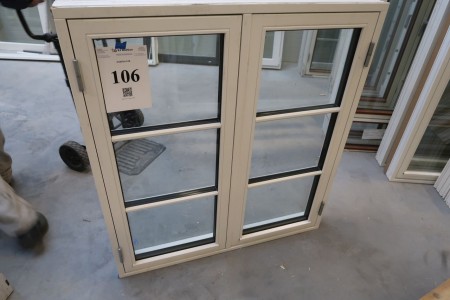 Window, wood, white / white, H122xB112 cm, frame width 11.5 cm. With groove for bottom piece. Has been mounted