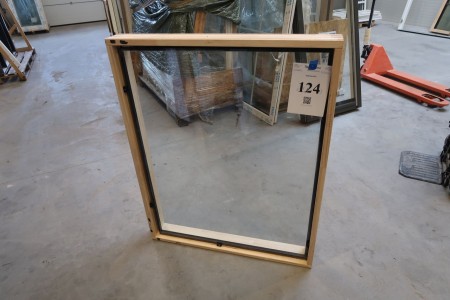 Wood window, untreated, H122,5xB98 cm, frame width 11,5 cm. Lists are missing