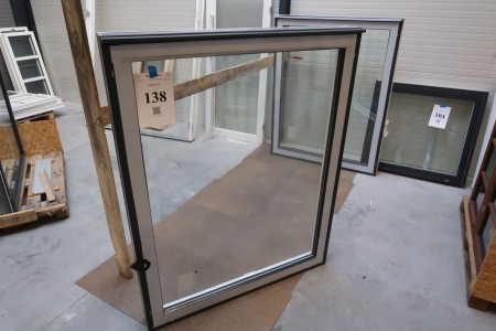 Kunststofffenster anthrazit / weiß, H150xB119,5 cm, Rahmenbreite 11,5 cm. Mit festem Fenster