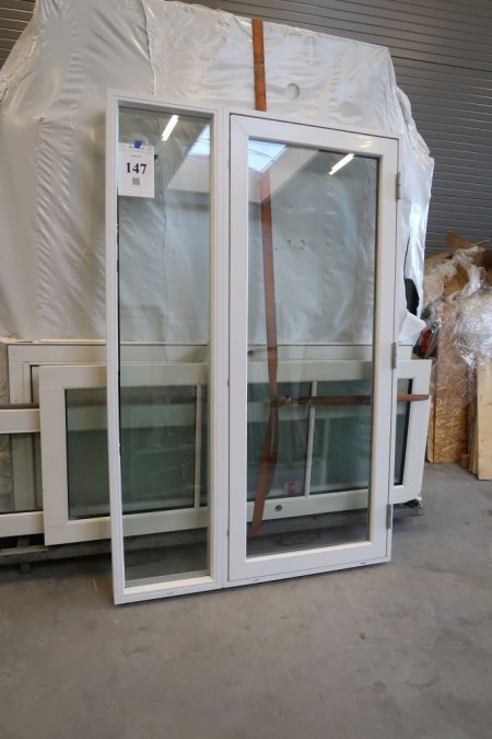Terrassedør med vinduesparti, højre ud, plast, hvid/hvid, H211,5xB139 cm, karmbredde 12cm