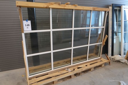 Window section, wood, white / white, H173xB255 cm, frame width 11.7 cm