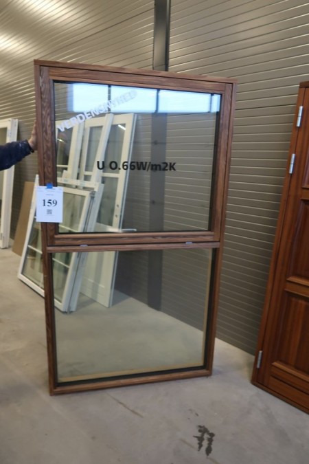 Window, wood, dark oiled, H210xB119 cm, frame width 11.5 cm