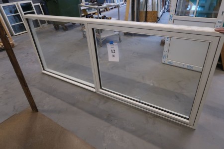Holzfenster weiß / weiß, H106,5x270 cm. Rahmenbreite 11,5 cm. Mit 1 Stck. offensichtliches Glas und 1 fixiert