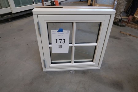 Holzfenster, weiß / weiß, H60xB60 cm, Rahmenbreite 11,5 cm. Modell Foto