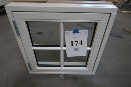 Holzfenster, weiß / weiß, H60xB60 cm, Rahmenbreite 11,5 cm. Modell Foto