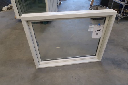 Holzfenster rechts innen, weiß / weiß, H90xB115 cm, Rahmenbreite 11,5 cm. Modell Foto