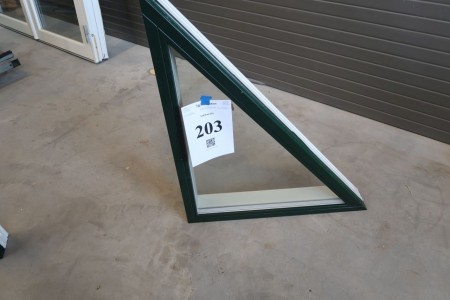 Fenster, dreieckig, Holz, grün / weiß, H88xB74 cm, Rahmenbreite 11,5 cm