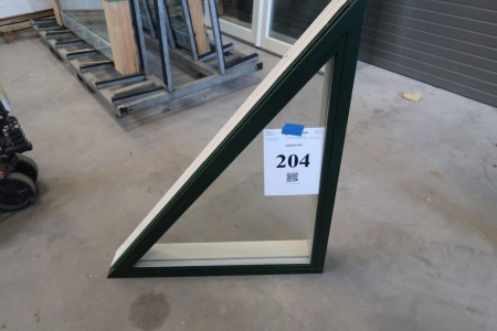 Window, triangular, wood, green / white, H88xB74 cm, frame width 11.5 cm