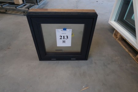 Fenster, Aluminium / Verbundwerkstoff / Holz, anthrazit / unbehandelt, H59,5x59,5cm, Rahmenbreite 13 cm