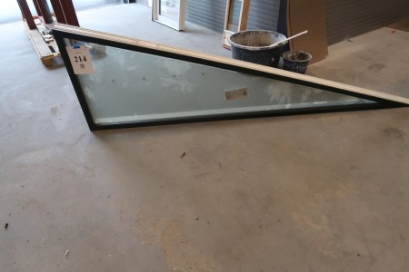 Window, triangular, wood / aluminum, green / white, H90xB300 cm, frame width 13 cm