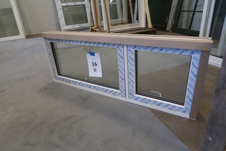 Window, wood / aluminum, white / white, H55,5xB148 cm. Frame width 12.5 cm