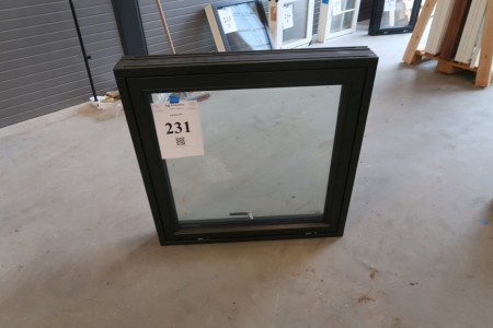 Window, wood, dark green / dark green, H80xB80 cm, frame width 11.5 cm. There is a groove for the base