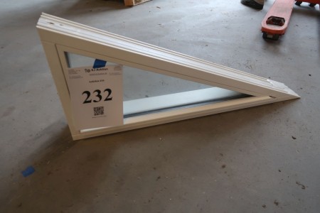 Triangular window, wood, white / white, H37xB92 cm, frame width 11.5 cm