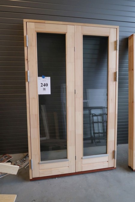 Double patio door, left out, untreated, H195xB119 cm, frame width 11.5 cm