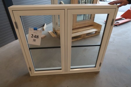Wood window, white / white, H103xB113 cm, frame width 11.5 cm. With groove for bottom piece