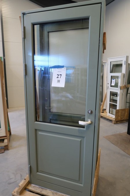 Facade door left in, wood, light green / light green, H216xB88.5 cm. Frame width 11.5 cm.