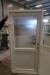 Front door right in, wood / aluminum, white / white, H211xB99.5 cm. Frame width 12.5 cm. With matte glass