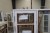 Wooden window with mahogany moldings, white / white, H178,5xB188 cm, frame width 14 cm