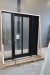 Facade door section, left out, wood, black / black, H220xB184 cm, frame width 11.5 cm. There is ready for electric lock