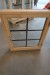 Window, wood, untreated, H90xB76 cm, frame width 11.5 cm. With groove for bottom piece.