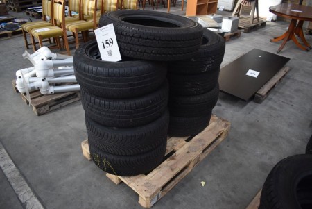 9 stk. dæk (4 Pirelli 205/55 R16 + 4 Bridgestone 215/65 R16 + 1 Toyo 195/75 R16)