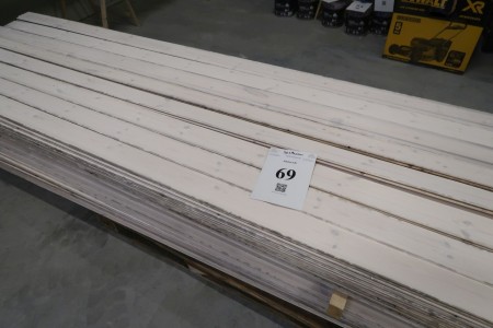 20 m2 rustic boards, lye treated. Thickness 16 mm. Cover width 85 mm. Length 300 cm.