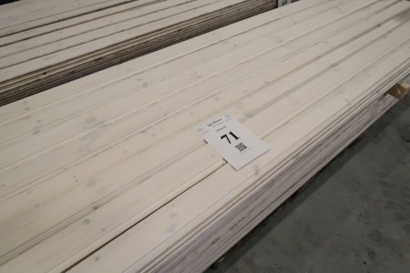 12 m2 rustic boards, lye treated. Thickness 16 mm. Cover width 85 mm. Length 300 cm.