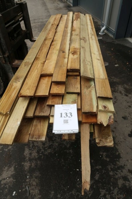 Estimated approx. 145 meters boards impregnated. 19-25x105 mm. Length: 180-260 cm.