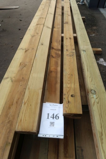 42.9 meters of rails impregnated. 45x125 mm. Length: 2/360, 3/390, 2/420, 1/480, 2/540 cm.