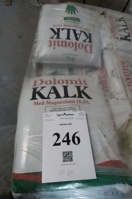 20 poser Dolomit kalk 20 kg, med magnesium