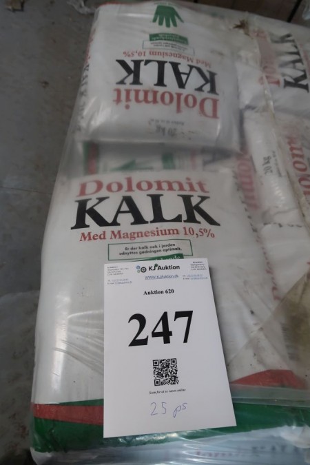 25 poser Dolomit kalk 20 kg, med magnesium