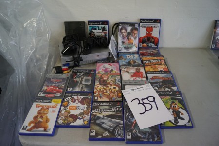 PlayStation 2 mit 2 Controllern und Spielen funktioniert