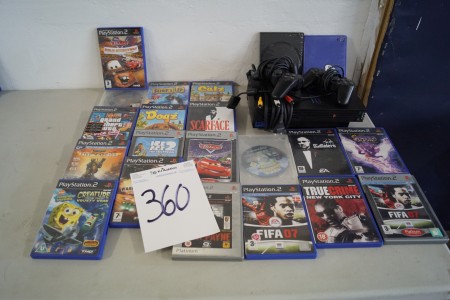 PlayStation 2, with 2 controllers, and games, works