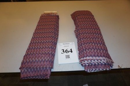 Fabric rolls. Unknown length. Red / burgundy - orange / burgundy pattern