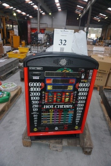 Slot machine "Hot cherry". 96x61x33 cm.Euro mønter