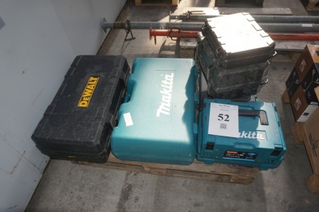 Various empty tool boxes