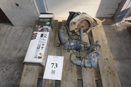 2 pcs. drill. Marked. BOSCH and AEG. + circular saw and car deck rack. Works.
