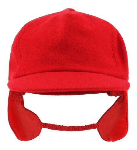 25 CAPS, Melton with flap, RED_x000D_ Powerful quality in 100% new wool. Ear flaps with elastic band can be folded up inside. One size with neck control.