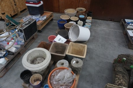 Lot of jars and potted plants, etc.
