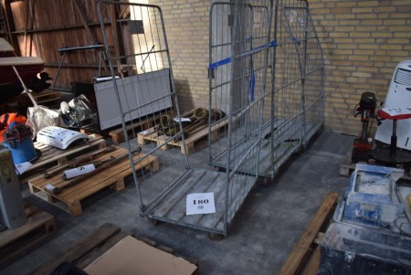 3 pieces. transport / distribution cages on wheels. Ca. 160x80 cm.