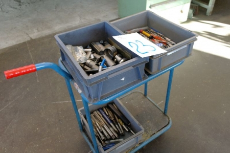 Lot various cutting tools. Trolley