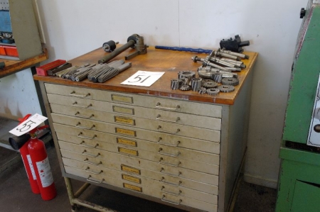 Tool Drawer section with 10 drawers containing various cutting tool + drill, etc.