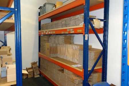 1 section shelving unit with content including 8 beams