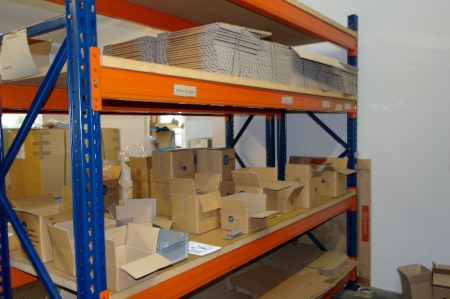 1 section pallet shelving with content including 8 beams