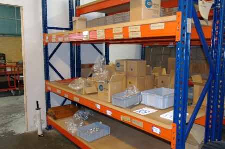 1 section shelving unit with content including 6 beams