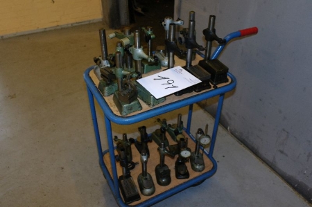 Trolley with various holders for measuring tools