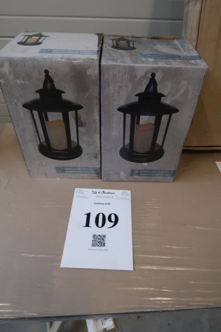 2 stk. lanterner med LED bloklys