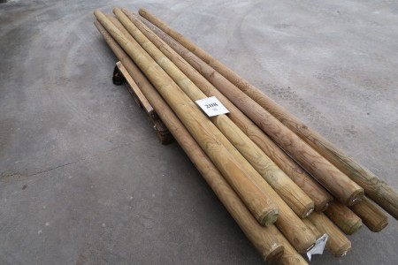 14 pcs. round posts, pressure impregnated, Ø 10 cm, length 360 cm